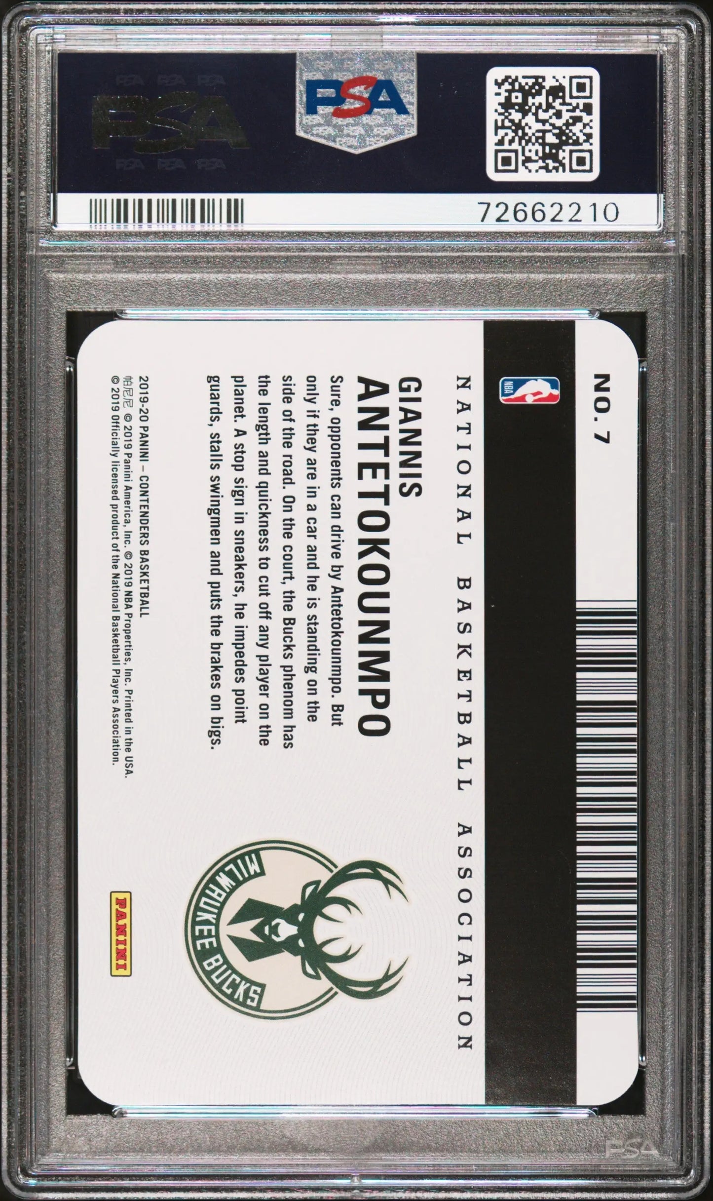 A graded Giannis Antetokounmpo basketball card from Contenders License to Dominate PSA 10 Gem Mint