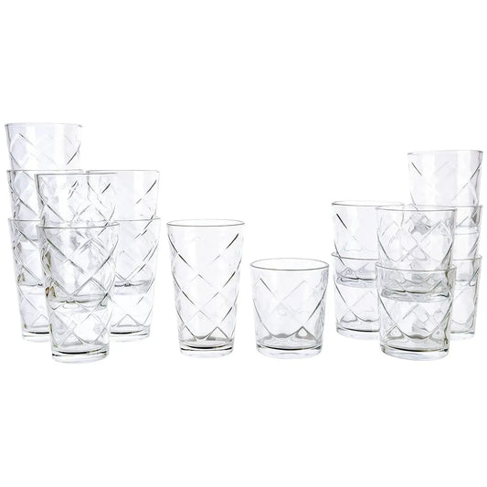Gibson Home 16 Piece Lattice Glassware Drinkware Set - Drinkware