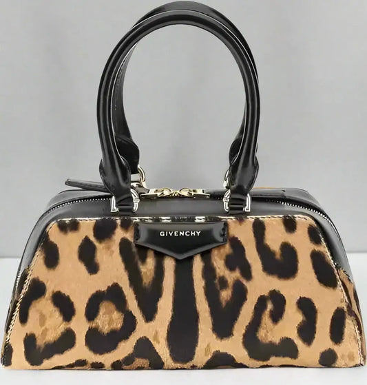 Leopard print Givenchy Antigona mini handbag with pony skin and black leather trim