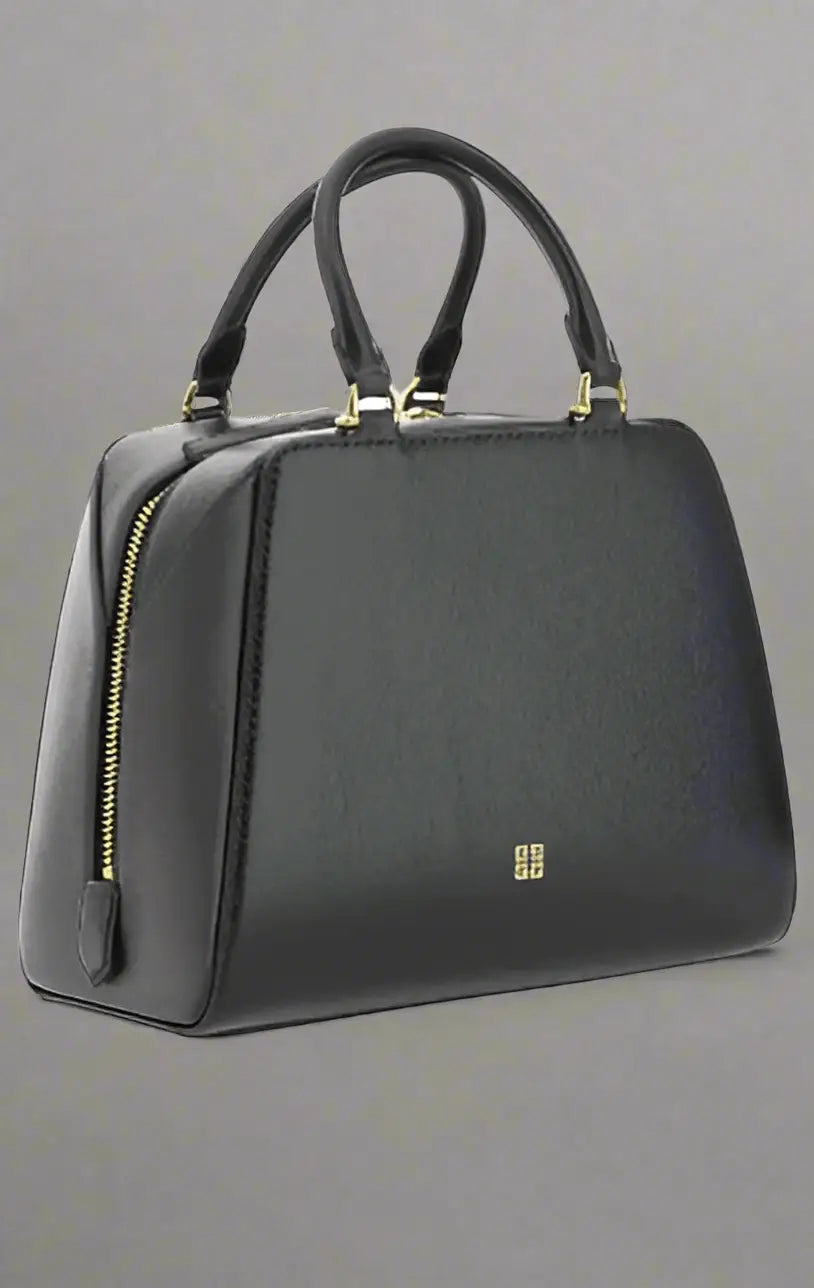 Glossy black leather GIVENCHY ANTIGONA CUBE MINI HANDBAG with gold-tone zipper