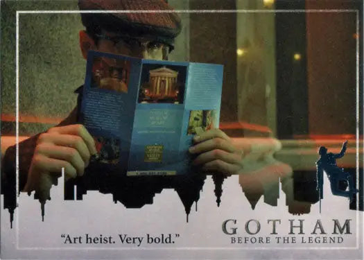 Person holding Gotham Season 2 Penguin Deco Foil Stamp Variant Base 48 Chase Card