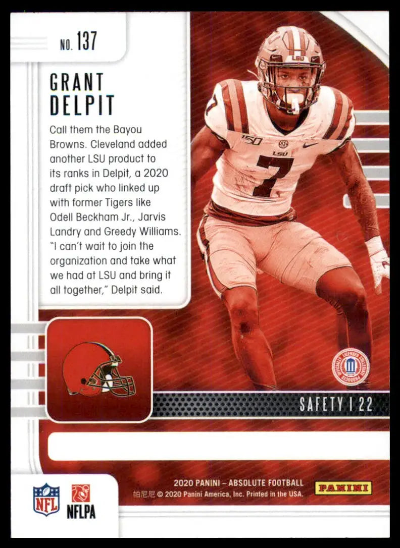 Panini Absolute Grant Delpit Rookie football trading card Cleveland Browns