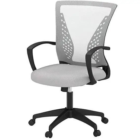 Gray Modern Mid-Back Ergonomic Mesh Office Desk Chair with Armrest on Wheels - Office Chairs