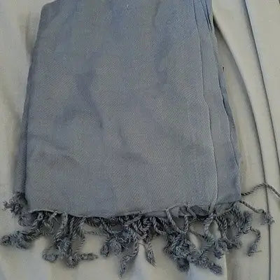Light blue woven fabric scarf with fringe, Gray Pashmina Style Oversized Shawl