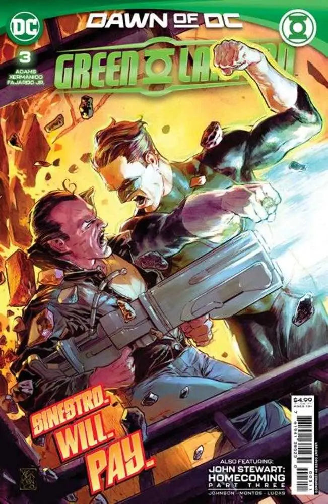Comic book cover for Green Lantern #3 featuring a dynamic action scene in combat