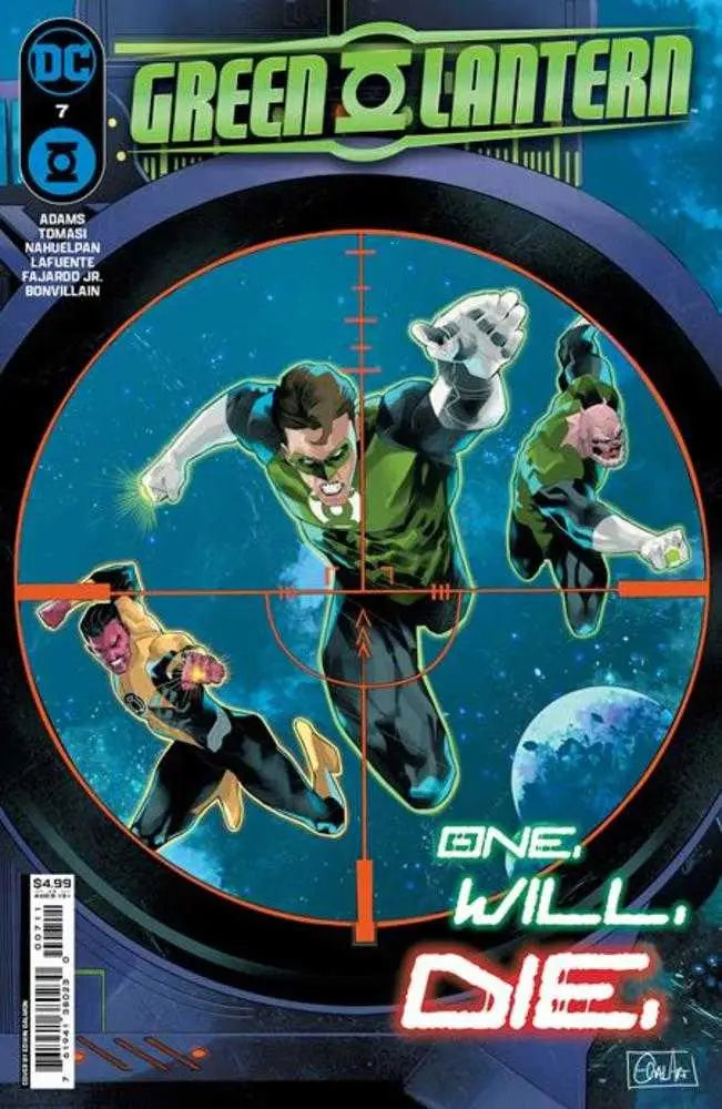 Green Lantern #7 Cover A by Edwin Galmon featuring heroes in sniper’s crosshairs