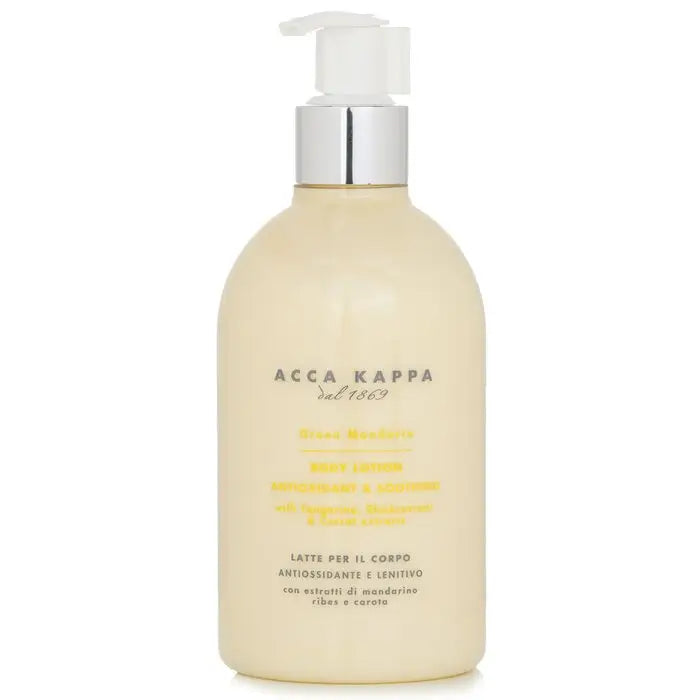 Acca Kappa Green Mandarin Body Lotion in light yellow pump bottle 300ml