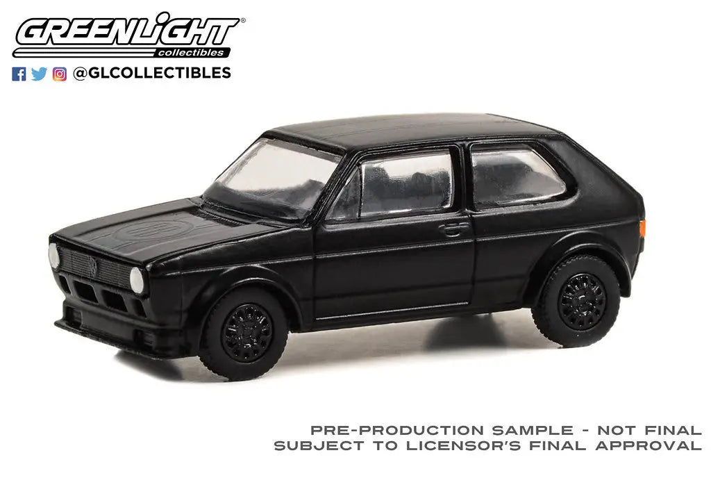 Black Volkswagen Golf GTI with black wheels from Greenlight Black Bandit Series 28