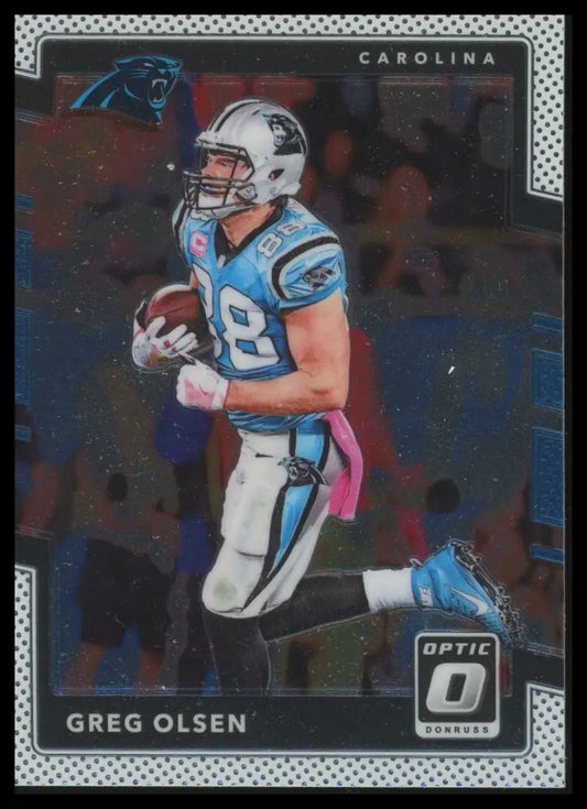 Football trading card featuring Greg Olsen of the Carolina Panthers from Donruss Optic