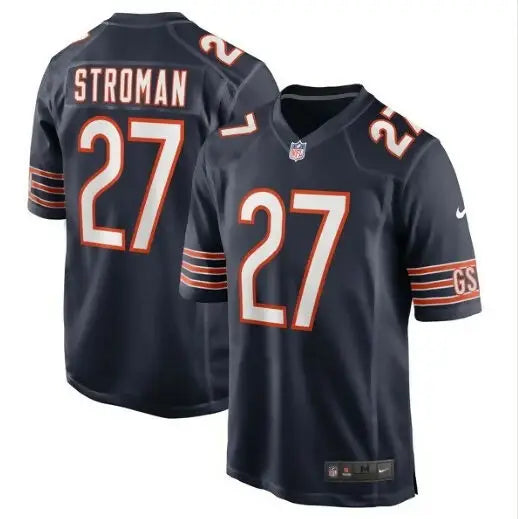 Dark blue Chicago Bears Nike Greg Stroman jersey with number 27 and STROMAN on back