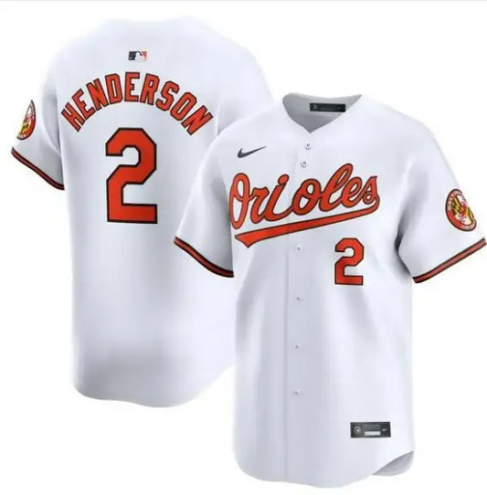White Gunnar Henderson Baltimore Orioles Nike Home Limited Player Jersey displayed