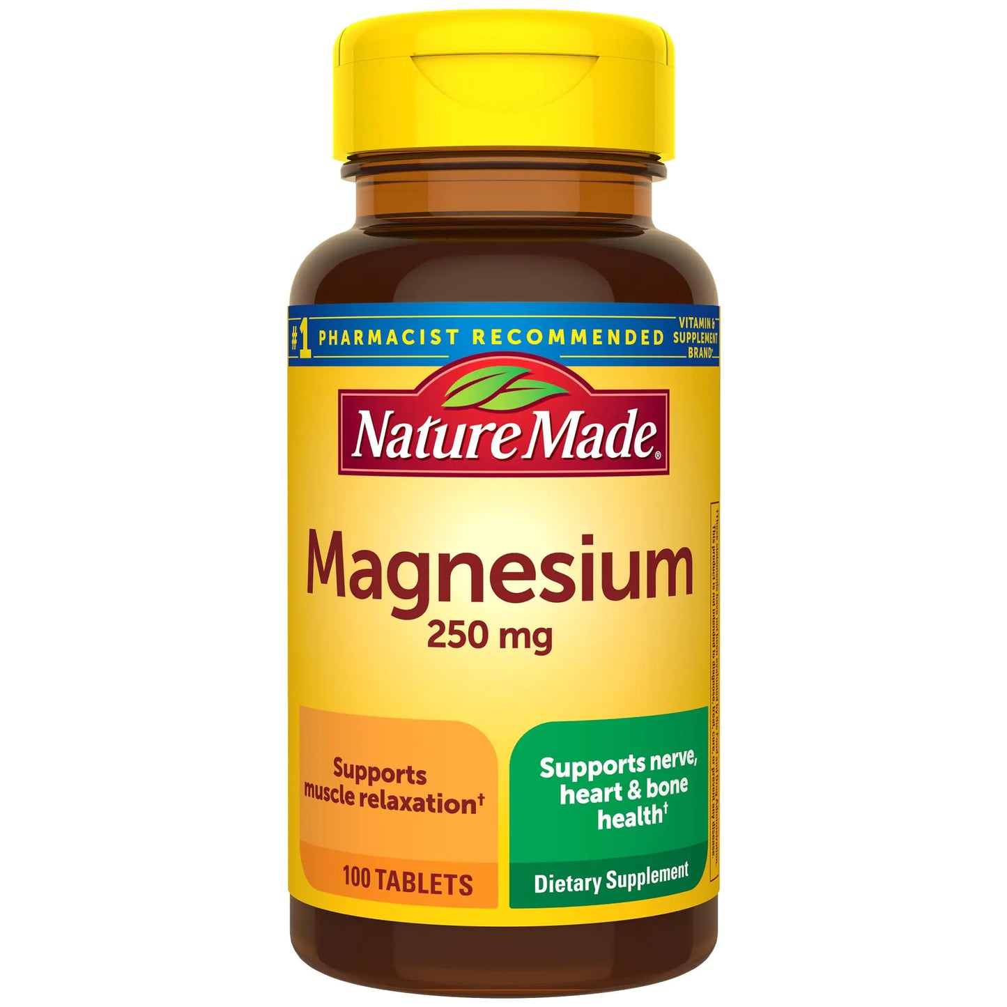 Nature Made Magnesium Oxide 250 mg Magnesium Supplement for Muscle Heart Bone and Nerve Health Support 100 Tablets 100 Day Supply