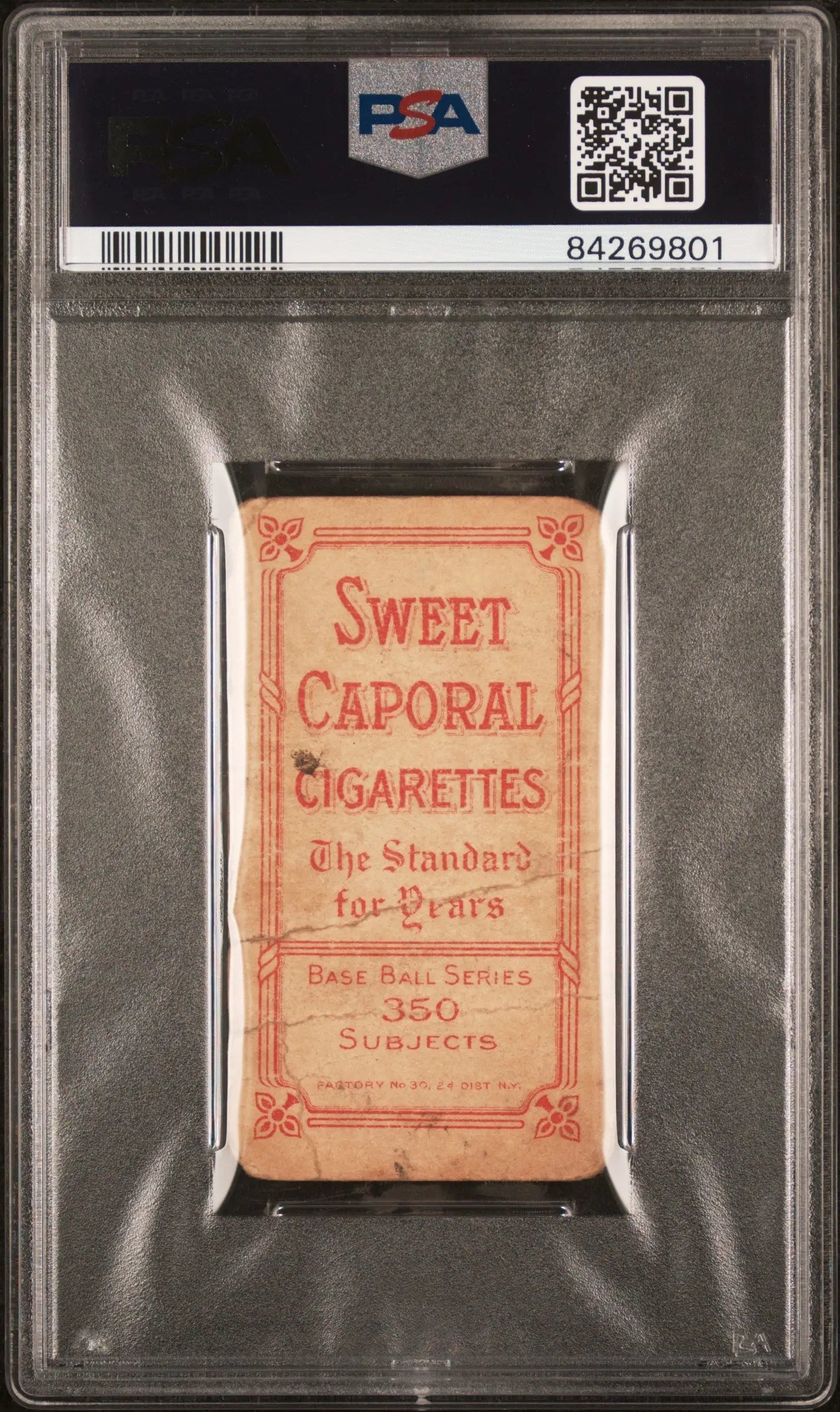 Vintage Sweet Caporal cigarette pack for Hal Chase T206 Sweet Caporal 350/30 portrait