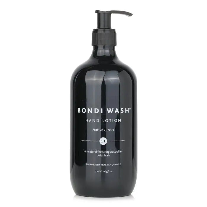 Black pump bottle of Bondi Wash Native Citrus hand lotion for soft hands
