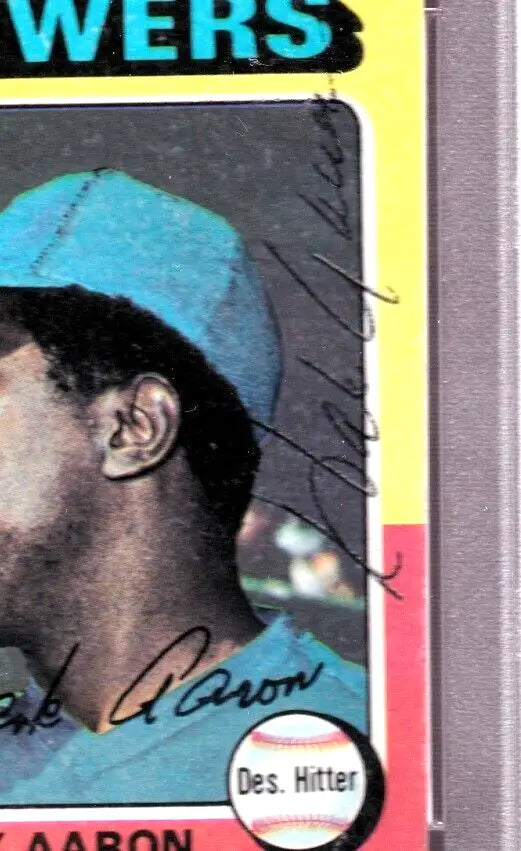 Signed Baseball Card of Hank Aaron Topps Mini Autograph PSA DNA Certified