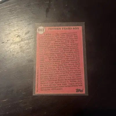 Baseball card featuring Hank Aaron from 1989 Topps Turn Back The Clock series