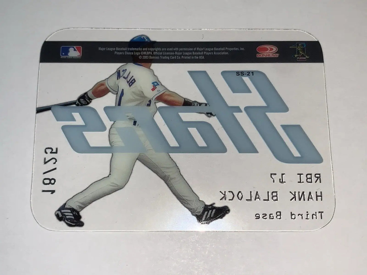 Hank Blalock 2003 Donruss Studio Stars Platinum baseball card rare collectable 18/25