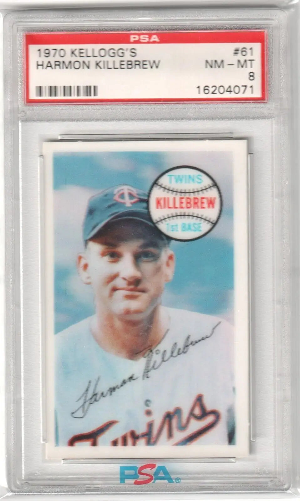 Graded Harmon Killebrew 1970 Kellogg’s baseball card single from Columbia Hobby with box free shipping