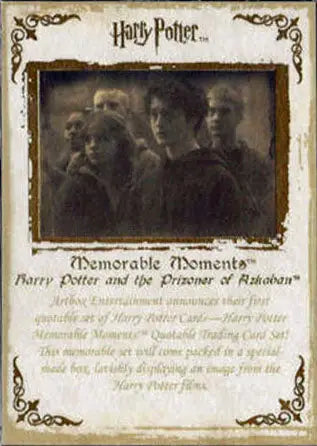 Collectible trading card featuring Harry Potter characters in a sepia tone from sealed pack