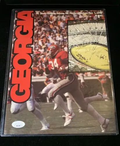 Herschel Walker Signed 1980 Georgia Bulldogs South Carolina Program Cover JSA