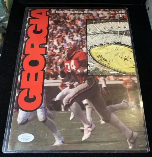 Herschel Walker Signed 1980 Georgia Bulldogs South Carolina Program Cover JSA