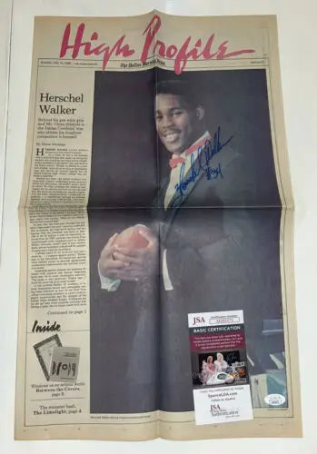 Herschel Walker Signed Morning Newspaper 7/10/88 Dallas Cowboys Autograph JSA