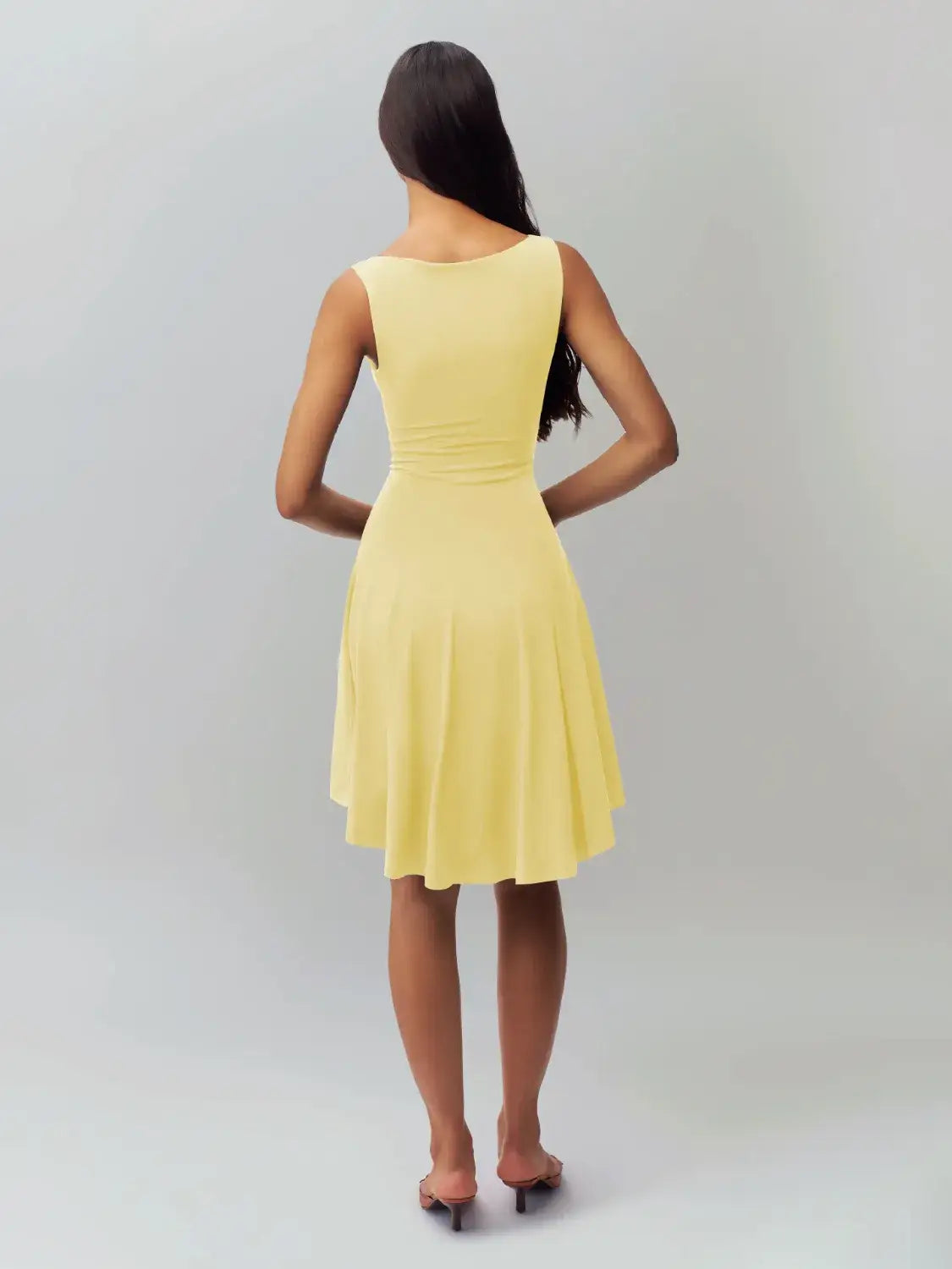 High-Low Round Neck Sleeveless Dress - dress