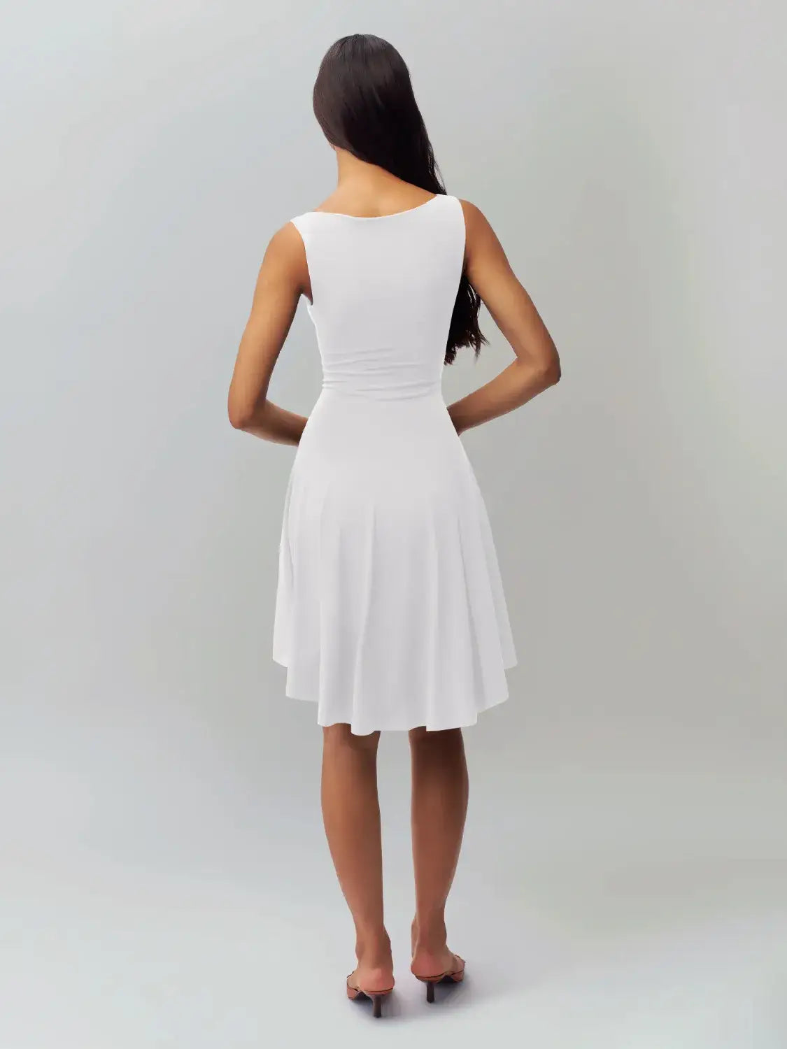 High-Low Round Neck Sleeveless Dress - dress