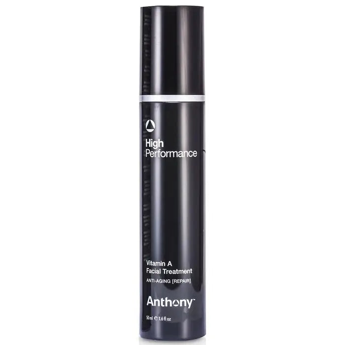Black and silver facial treatment pump bottle of High Performance Vitamin A Hydrating Facial Lotion