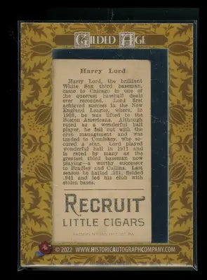Vintage baseball card from Historic Autographs Gilded Age Harry Lord 1912 cigar card