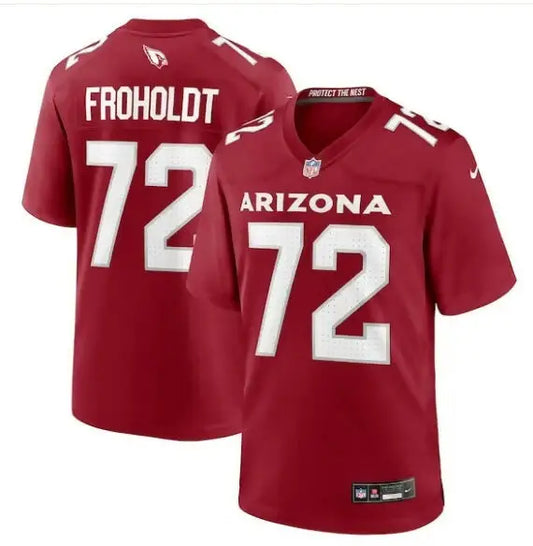 Red Arizona Cardinals football jersey with number 72, Nike Team Game Jersey, Cardinal