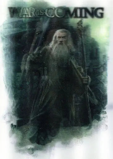 Elderly wizard in dark robes on Hobbit Battle of the Five Armies lenticular poster