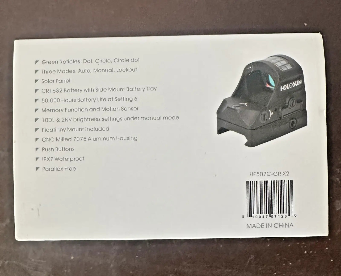 Holosun HE507C-GR X2 green dot sight with solar shake awake and long battery life