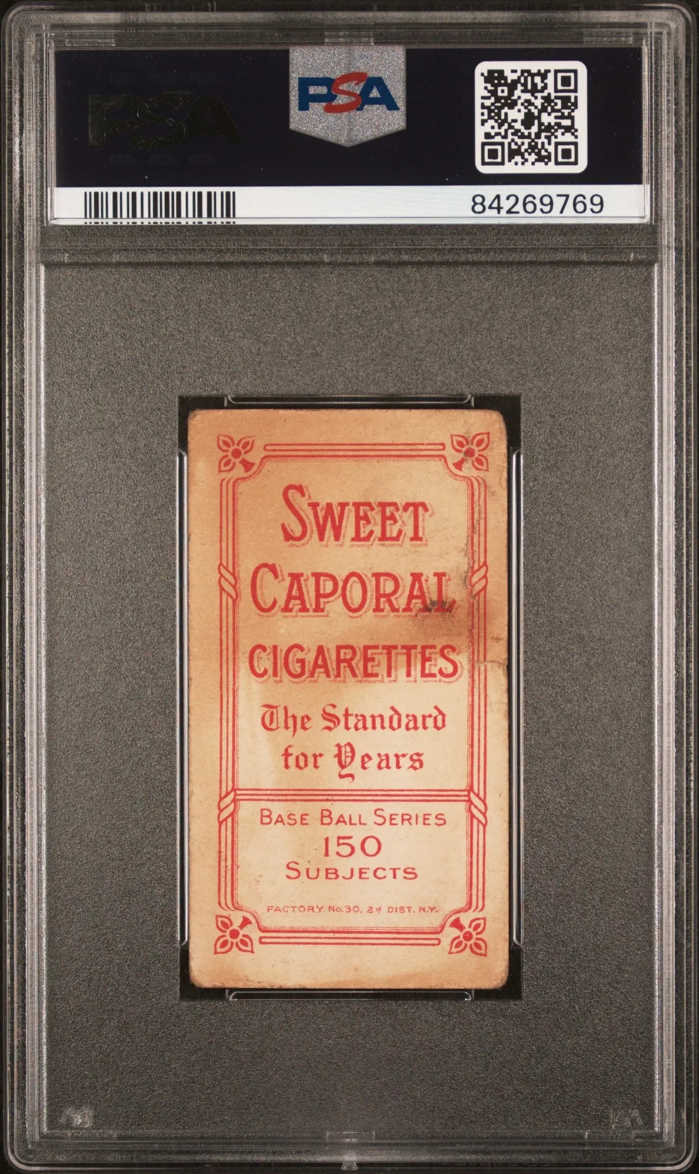 Vintage Hooks Wiltse T206 Sweet Caporal cigarette card in PSA 1.5 protective holder