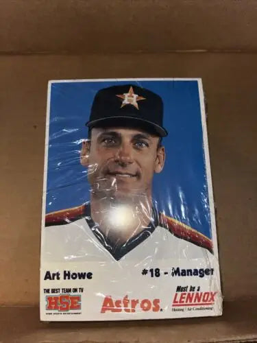 Art Howe Astros manager promotional item from Houston Astros trading card set featuring Craig Biggio