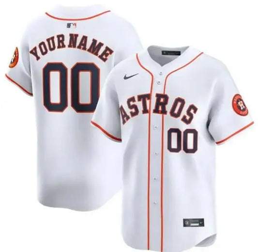 White Houston Astros Nike Home Limited Custom Baseball Jersey front view