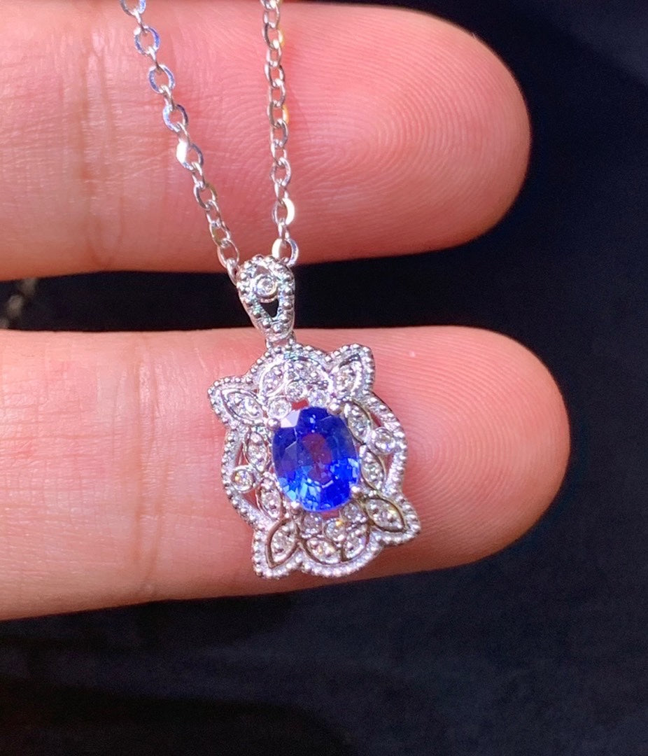 18K Gold Sapphire Pendant Necklaces