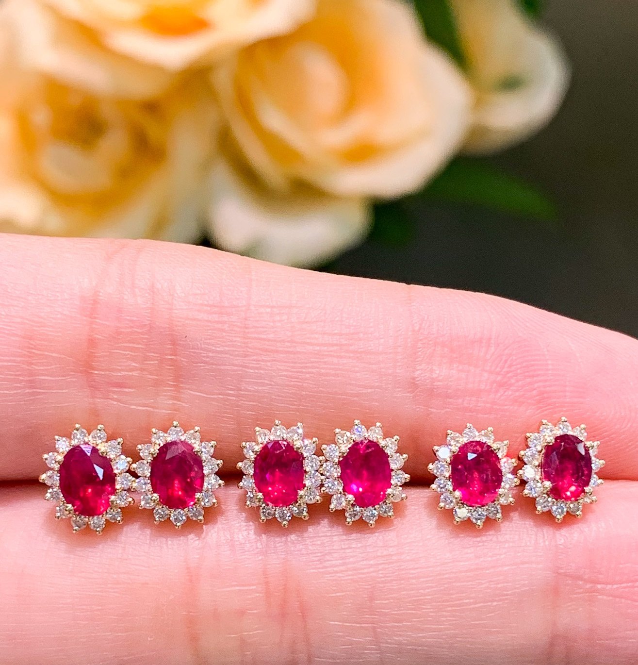 18K Gold Ruby Stud Earring