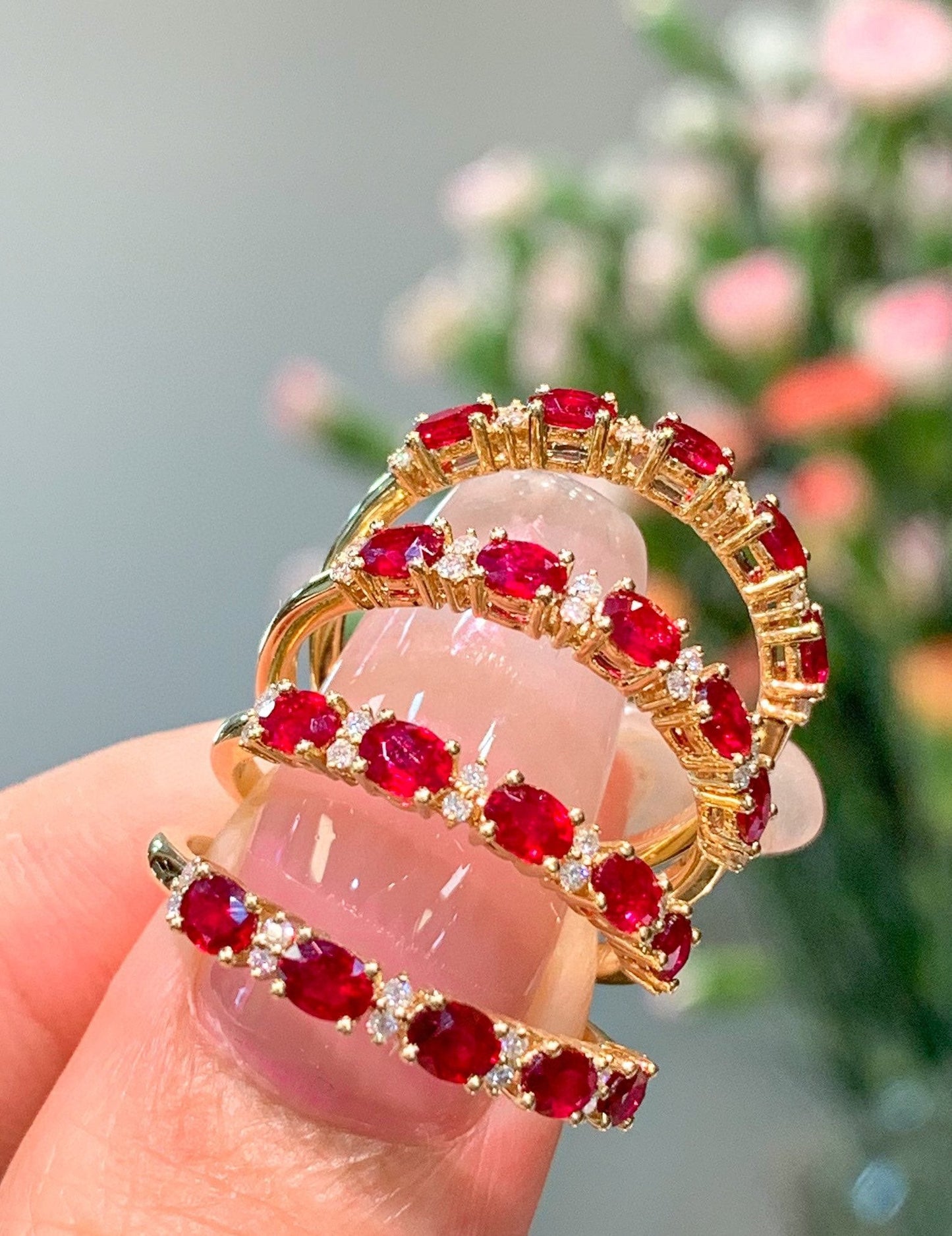 18K Yellow Gold Ruby and Diamond Anniversary Band