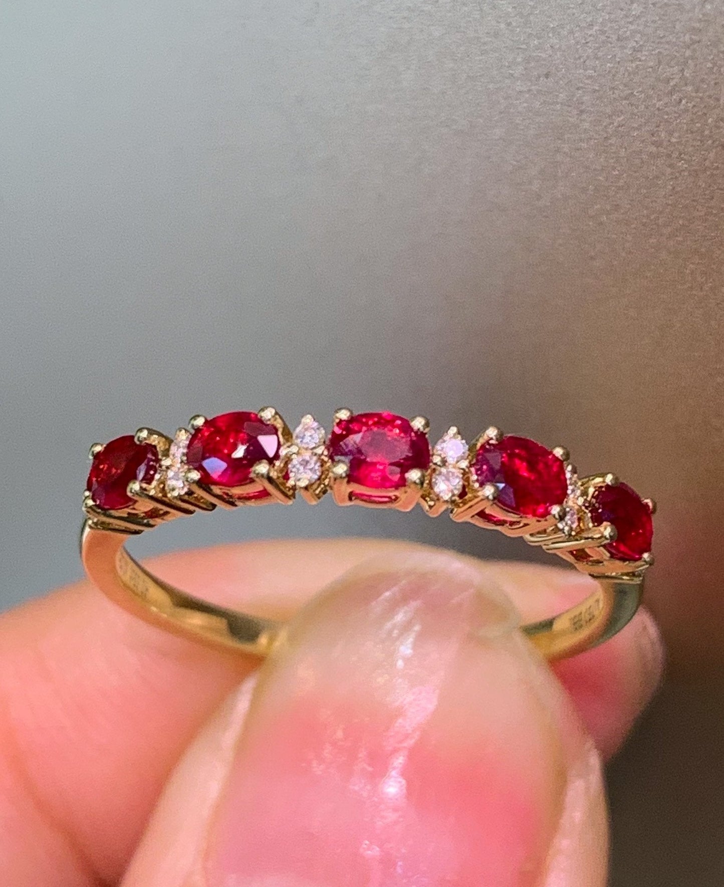 18K Yellow Gold Ruby and Diamond Anniversary Band