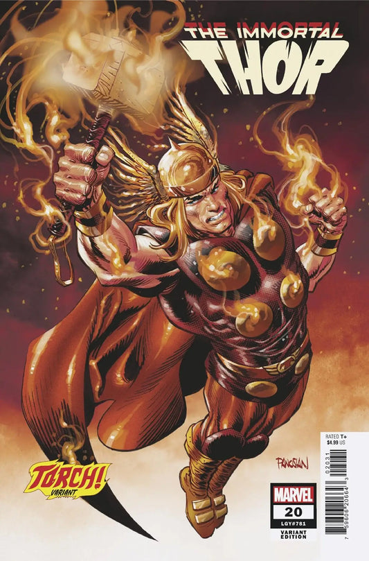 Comic book cover of Immortal Thor #20 by Dan Panosian Torch Variant