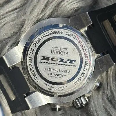 Invicta Bolt stainless steel chronograph watch with water resistance and Flame-Fusion crystal