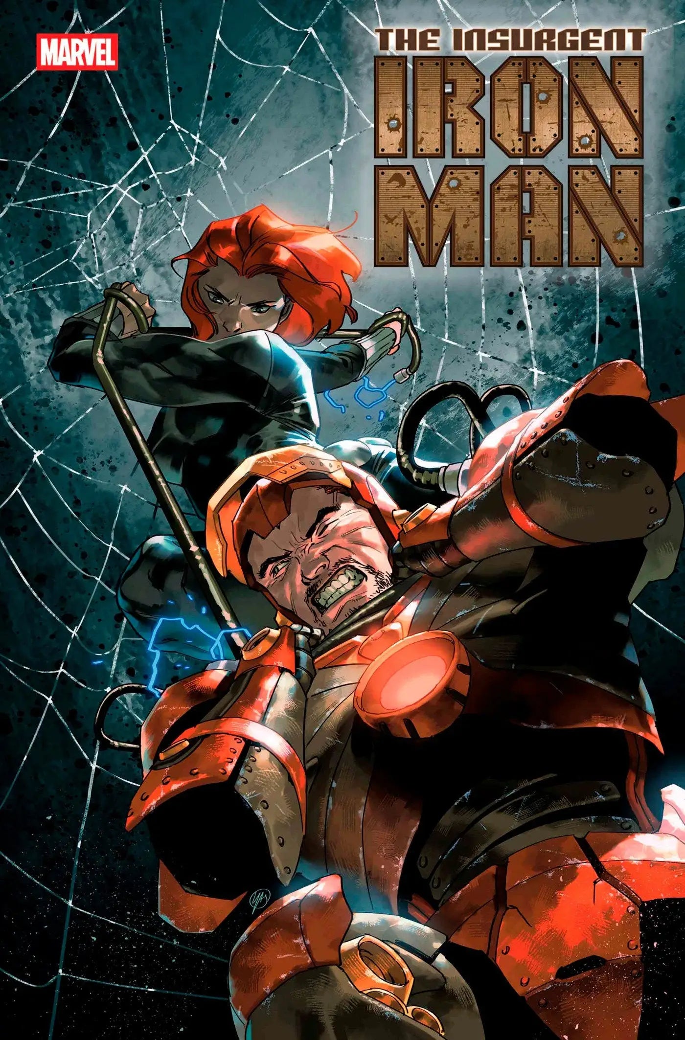 Comic book cover featuring Iron Man and Black Widow from the Iron Man #8 series