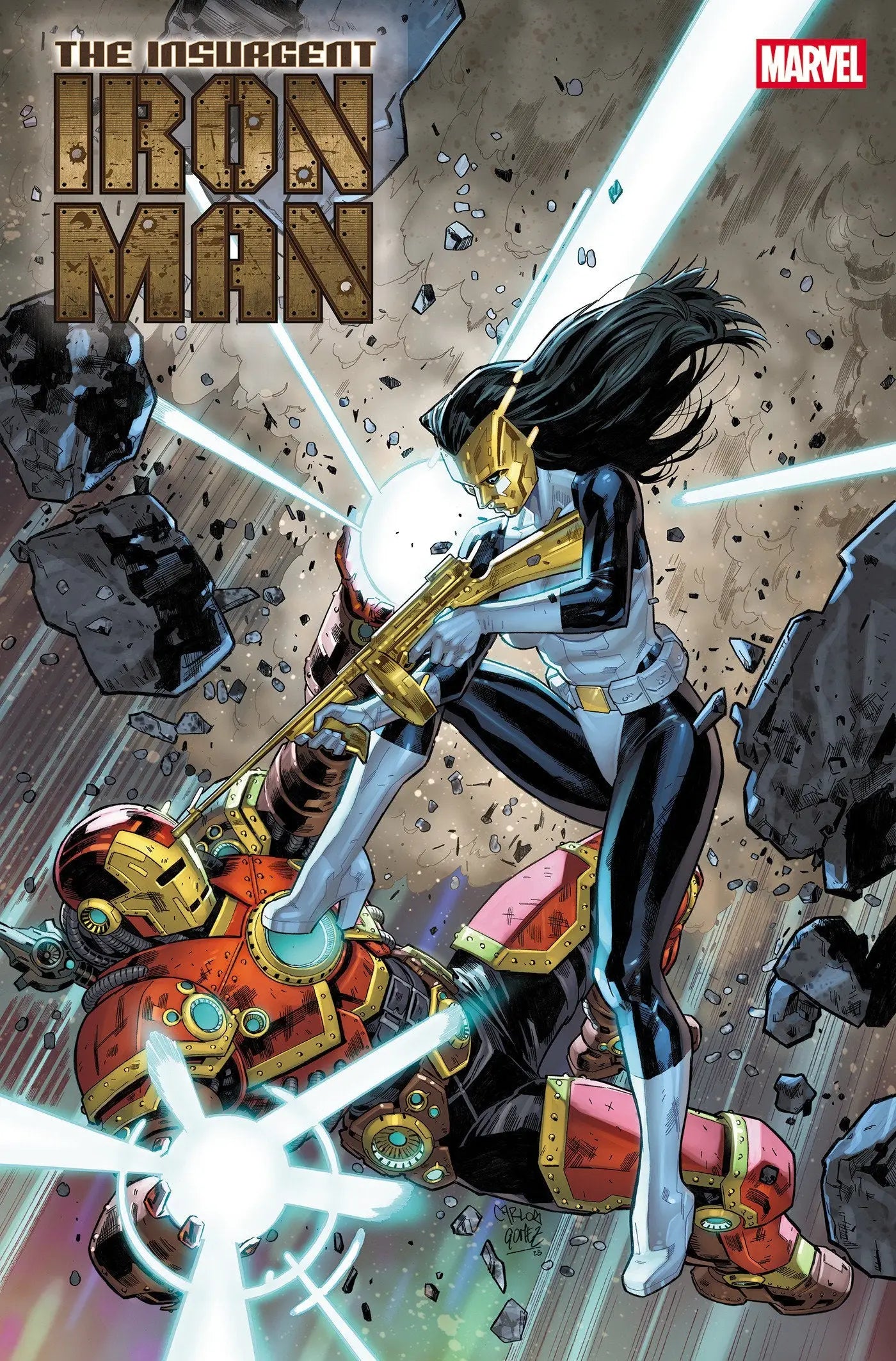 Comic book cover of Iron Man #9 by Carlos Gomez Bring On The Bad Guys Variant