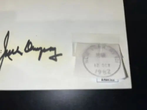 Signed envelope with postmark for Jack Dempsey Auto Cut Signature with JSA certificate