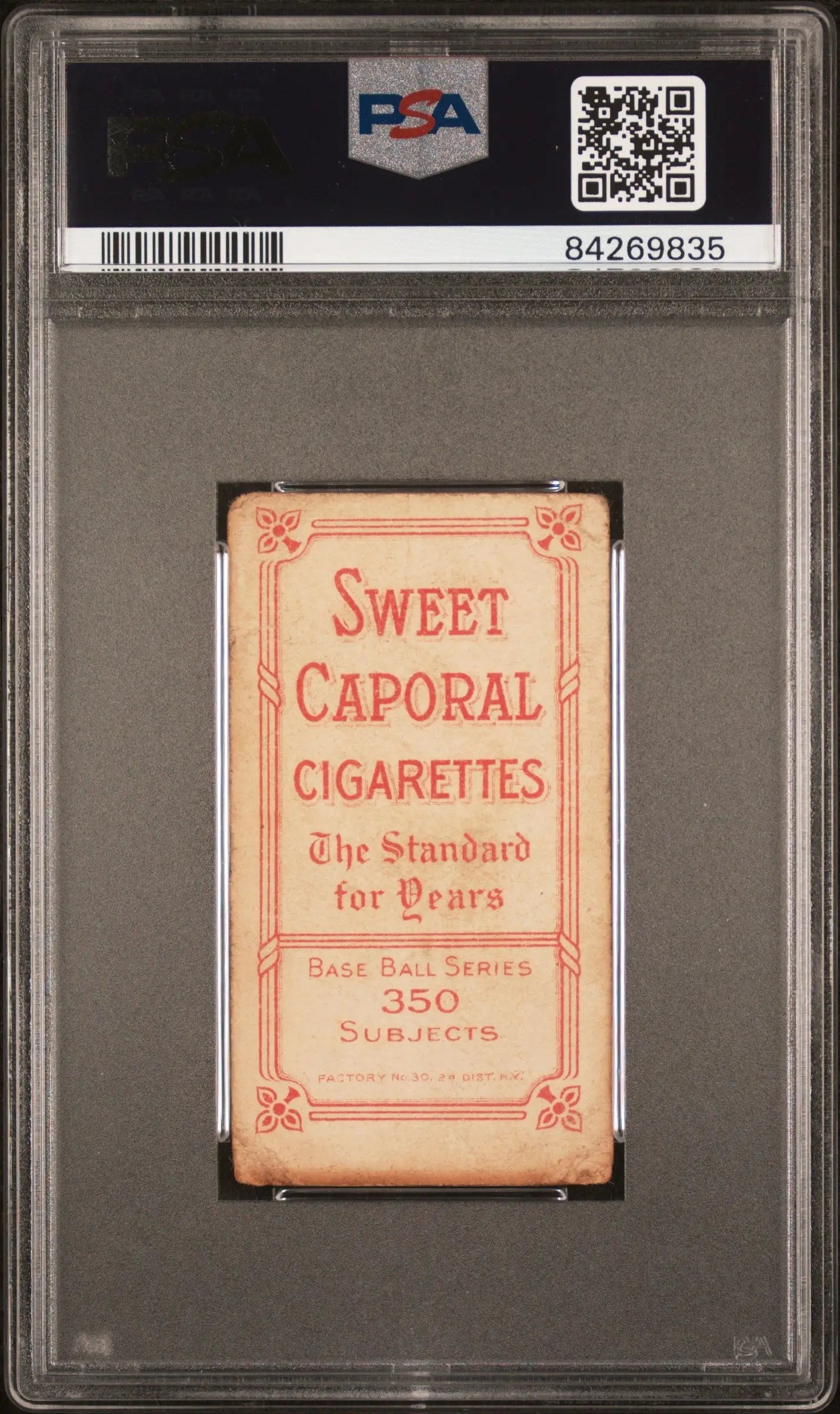 PSA-graded Jack Hayden 1909-11 T206 Sweet Caporal cigarette card in protective holder