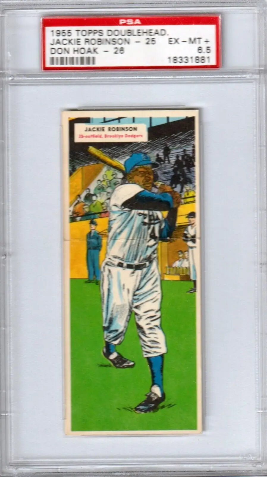 Graded 1955 Topps baseball card of Jackie Robinson from Topp’s Double Headers by Columbia Hobby