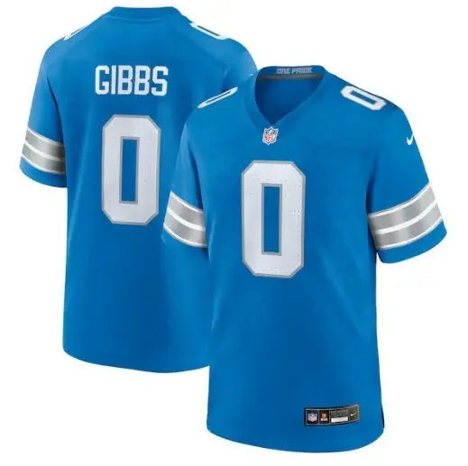 Blue Jahmyr Gibbs Detroit Lions Nike Game Player Jersey with Gibbs and number 0