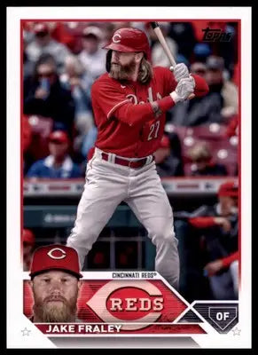 Jake Fraley 2023 Topps baseball card showing Cincinnati Reds player for collectors