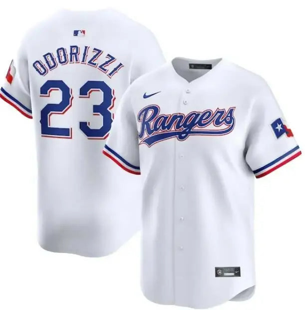 White Jake Odorizzi Texas Rangers Nike Home Limited Player Jersey on display
